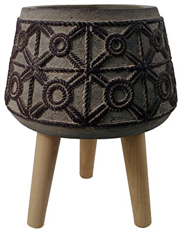 Leaf Large Planters Plant Pots, 36cm Rope fibreglass Composite
