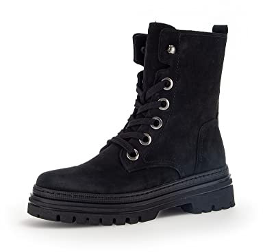 Gabor Damen Combat Boots, Frauen Stiefeletten,Wechselfußbett,Best Fitting,schnürstiefel,Winterstiefel,warm,schwarz(Altsilber),40 EU / 6.5 UK