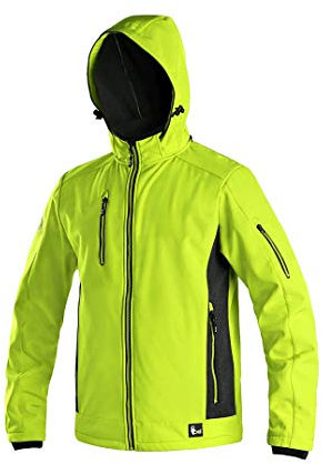 CANIS CXS Durham Veste Homme Softshell Isolé TPU Membrane Imperméable 10 000 Coupe-vent Respirant 3 000 Outdoor Veste fonctionnelle Veste de pluie réfléchissante Homme Capuche Seladon, jaune, XXXL