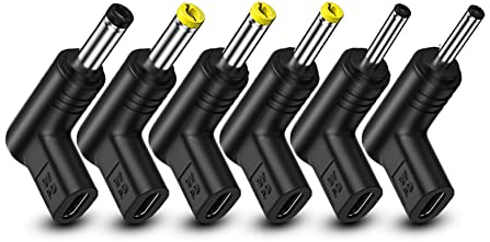 YAODHAOD 6PCS USB C vers DC Adaptateur 90 ° inclinable DC 5V 9V 12V 15V PD simulateur déclencheur de Charge Plug pour Ordinateur Portable, routeur, Prise de Chargeur d'alimentation Mobile (9V)