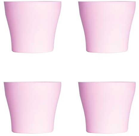 Lot de 4 Pots à Fleurs en Plastique Rose avec Cache-Pot GH629PK St Helens Home and Garden - 20 Cm x 14.5 Cm