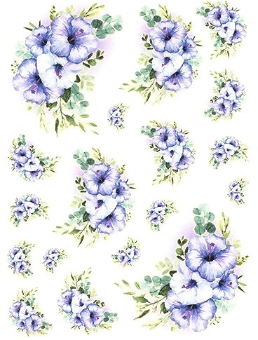 Josys Bastelmärchen Reispapier A4 Strohseide Decoupage Serviertentechnik Blumen violett Kelch RE0503