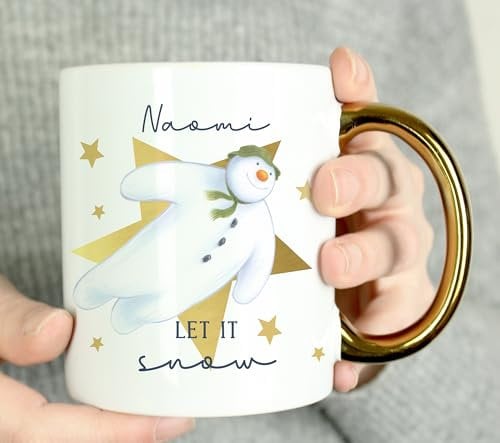 Custom Personalised The Snowman Let it Snow Gold Handed Christmas Mug