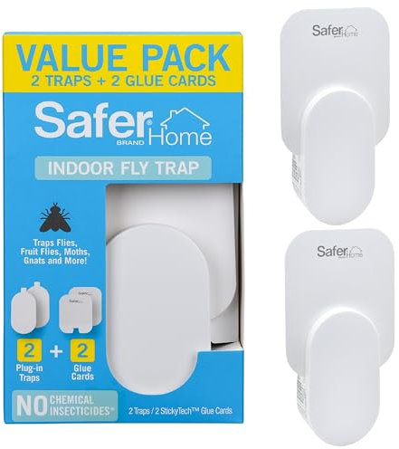 Safer Home - Trampa para moscas enchufable para interiores, SH502-2SR, trampas efectivas para moscas de la fruta para interiores, trampas para mosquitos para casa interior, protección de 400 pies