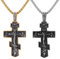 JewelryWe Russisch Orthodoxe Kreuz Kette: 2 Stück Herren Edelstahl Halskette mit Jesus Byzantinischen Kreuz Kruzifix Anhänger Christian Religiöse Amulett Schmuck für Männer Junge