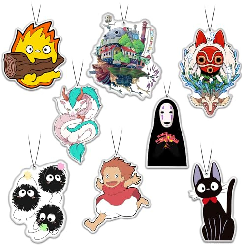 GTOTd Spirited Cute Away Air Freshener 8Pack Lufterfrischer (Black Ice Scent) Schwarzer Eisduft Duftbaum Auto Rückspiegel Anhänger Fans Geschenk Hängende Anhänger Zubehör Christmas Dekor