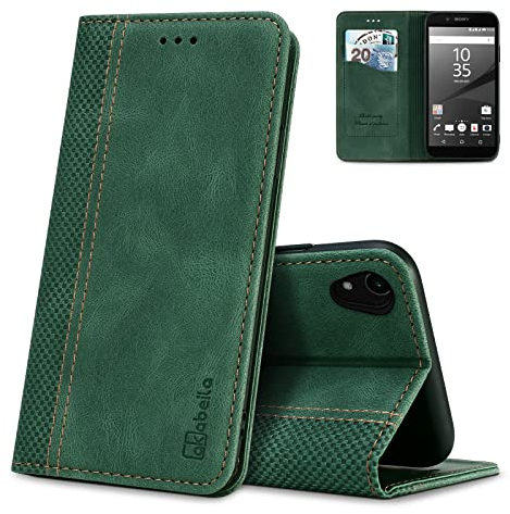 AKABEILA Custodia per Sony Xperia 10 VI Custodia a portafoglio in pelle PU con chiusura magnetica Cavalletto slot per schede Folio Custodia per telefono antiurto 6 pollici verde