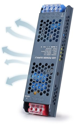 YOODI Alimentatore 12V, 200W 25A Trasformatore 220V 12V, LED Driver, Ultra Fino Tensione Costante AC 220V a DC 12V Driver, LED Power Supply Bassa Tensione per Strisce Luci Lampada LED