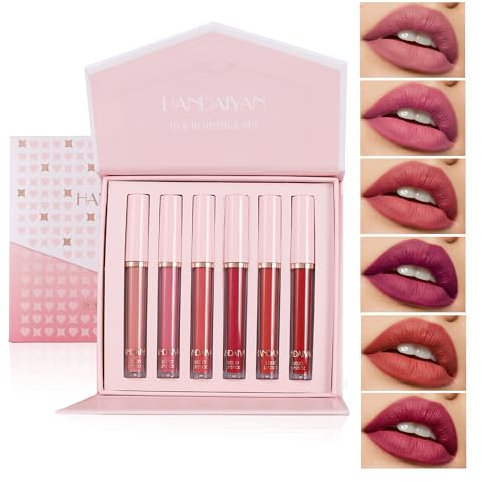 6 Stück matt flüssiger Lippenstift Nude Lipstick Waterproof Long Lasting Non Fading Natural Color Makeup Set For Women (New Set B)