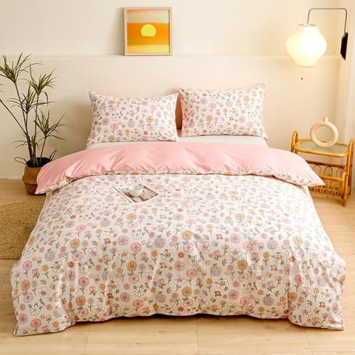 VOGIAY Housse de Couette 220x240 Motif de Bouquets de Fleurs Rose Parure de Lit Botanique Fermeture Éclair - Linge de Lit 2 Personne Adulte avec 2 Taie d'oreiller 65x65 cm