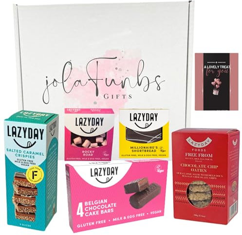 JOLAFUNBS Vegan Chocolate Biscuits Lazy Day Gluten Free Hamper Dairy Free Selection Box & Cards - Birthday Gifts For Women & Men Gift Set, Christmas Gifts For Mum & Dad, Mothers Day, Fathers Day
