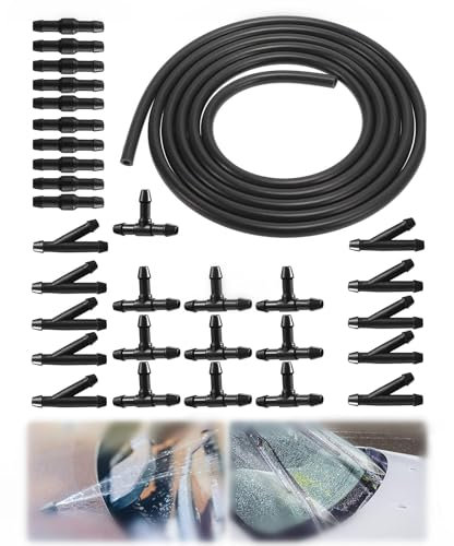 Reparación de Manguera de Agua, 3M Manguera Limpiaparabrisas Coche, con 30 Piezas Conector Manguera, Kit Universal de Manguera de Limpiaparabrisas, Universal Coche Manguera Limpiaparabrisas