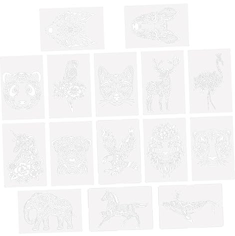 Hohopeti 15stücke Teilige Malschablonen Aus Kunststoff Zeichenschablonen Für Diy-projekte Hohlzeichnungsvorlagen Mit Tiermotiven Weiß Einhörner Papageien