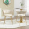 Merax Esszimmerstühle 2er Set, Freizeit Esszimmerstuhl Stühle mit Gebogene Linie Rückenlehne, Moderner Akzent Stuhl, Kosmetikstuhl, Samt Gold Beine Küchenstuhl, für Wohnzimmer Schlafzimmer Büro, Beige