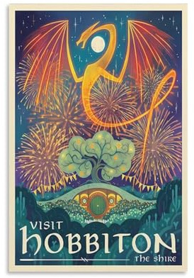 Herr der Ringe Retro-Reiseposter, Hobbiton-Poster, Kunstdruck, Wandfoto, Malerei, Poster, Hängebild, Familiendekoration, 30 x 45 cm