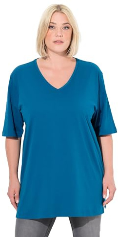 Ulla Popken Damen große Größen Übergrößen Plus Size T-Shirt, V-Ausschnitt, Relaxed, Halbarm