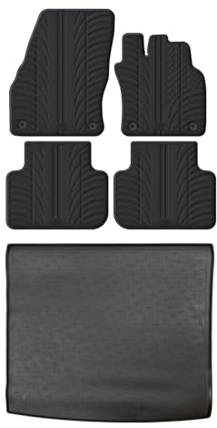 Travall Rubber Boot Mats & Car Mats Bundle compatible with Audi Q3 (2018-Current) High Floor Heavy Duty Floor Mats Moulded Premium Mats Easy Clean Black with Clips - Anti Slip All-Weather Protection