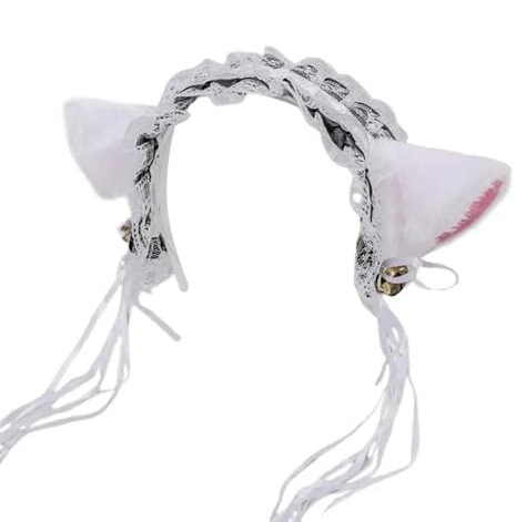 YUEZHAN Stirnband Haarband Damen Frauen Haarband Quasten Maid Haar Zubehör Requisiten Cosplay Party Plüsch Haar Reifen Fancy Kleid Party Stirnband White Black