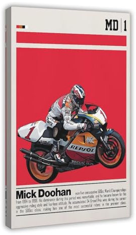 AYINUER Mick Doohan Leinwand-Poster, Wandkunst, Dekordruck, Bild Gemälde für Wohnzimmer, Schlafzimmer, Dekoration, 30 x 45 cm