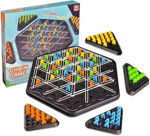 SUOXU Triangle Board Game Territory Capture Family Game, Chain Triggle Chess Brain Teaser Strategy Puzzle Toys for Kids Age 4+