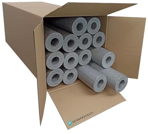 Scorprotect® voller Karton PE Rohrisolierung grau, angeschlitzt 14 Meter (Grau, 42 x 30 mm x 1 Meter)