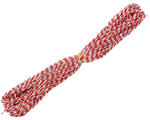 6 Rolls Red & White Striped Wrap Strings Ribbon Twine 60m – Xmas Jute Bind Twine for Wrapping Packaging Craft DIY Decorations – Home Made Present Tie Up