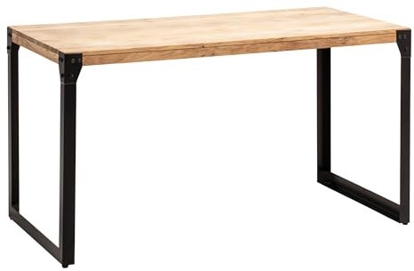 FineBuy Esszimmertisch 140x80x76 cm Akazie Massivholz Metall Esstisch Industrial, Küchentisch mit Metallbeinen, Holztisch Klein, Speisetisch Esszimmer Rechteckig