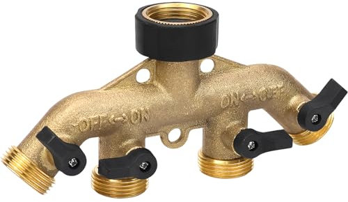 BHHTBB Wasseranschluss Verteiler 3/4 Wasserverteiler 4fach Messing, 4 Wege Wasserhahn Wasserverteiler Gartenschlauchverteiler mit Einzelnen EIN Aus Ventilen Für Geräte/Gartenschläuche