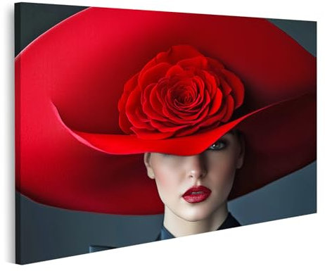 islandburner Prime Quadro su tela donna con cappello rosso e rosa