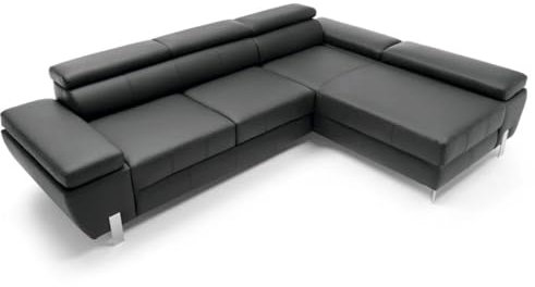 Friderik Molina Mini L-Form Ecksofa Echtleder mit Schlaffunktion (Madras, Rechts)