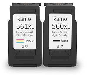 kamo PG-560XL CL-561XL (2er-Pack) Multipack Druckerpatronen Kompatibel mit Canon 560 561 - für Pixma TS5350i TS5351i TS5350a TS7450A TS7451A TS7450i TS5350 TS7450
