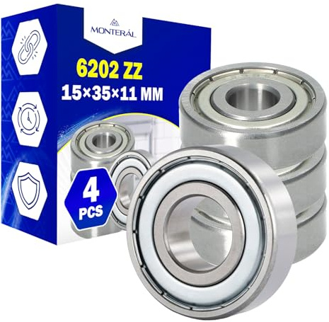 4 Stück Kugellager 6202 ZZ mit Größe 15x35x11 mm - MONTERAL