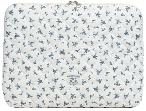 RuiDay Housse pour Ordinateur Portable, Pochette Ordinateur Portable, Sac fourre-Tout Matelassé, Compatible avec Les Ordinateurs Portables de 13/14/15 Pouces (Bleu, L)
