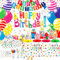 Happy Birthday Decorations- 170pcs Birthday Party Supplies Kit with Colorful Honeycomb Centerpieces for Tables, Banner, Birthday Backdrop Cloth, Tableware Kit for Boys Girls, Serves 20