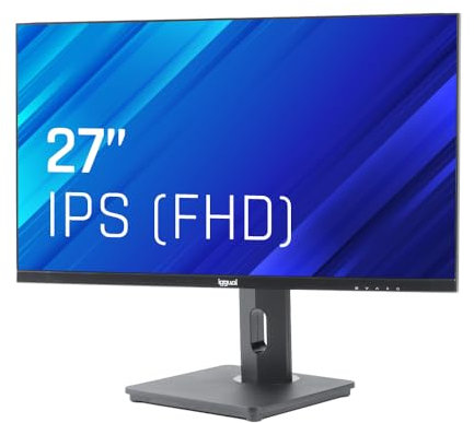 iggual - Moniteur rotatif 27 Écran IPS LED pivotant - Résolution Full HD 100 Hz. - Format 16:9, réglable en hauteur, rotation 45° / rotation 90° et inclinaison 15e à +20° (61,4 x 36,3 x 4,8 cm