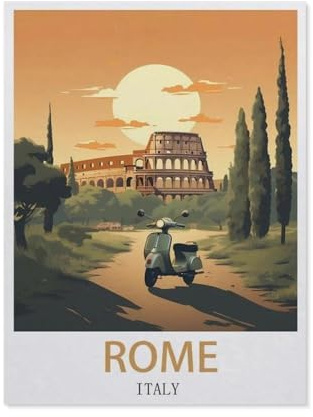 BEAYODKP Rome, Italie,DIY Peinture par Numéro Adultes Enfants Enfants DIY Acrylique Peinture Kit,Cadeau de Peinture à l'huile créative Peinte à la Main(30x40cm) 11.8x15.7 pouces-DH41