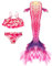 𝙈eerjung𝙛rau 𝙁losse 𝙈ädchen mit Bikinis Sommer 𝙈ono𝙛losse Kostüm Schwimm𝙁lossen Kinder Hawaiian Strand Bademode 𝙁ischschwanz Schwimmanzug Cosplay Kostüme Bikinis für Mädchen 5-15 Jahre