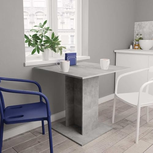 WKIEQACO Esstisch Betongrau 80x80x75cm Holztisch Küchen- & Esszimmertische