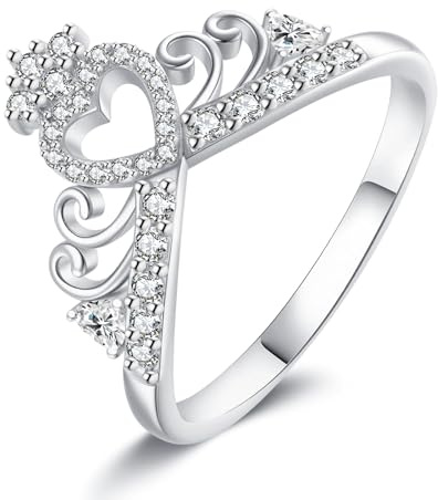 KZX Verlobungsring, Ehering, 925 Sterlingsilber Prinzessin-Ring mit Zirkonia, Verlobungsschmuck Geschenk für Frauen