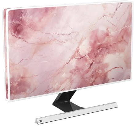 Baocicco Fashion Pink Marble Computer Monitor Dust Cover 26, 27, 28 Inch Full Body Cover for Computer Screen Panel Case Computer Sleeve Compatible with iMac 26, 26-28 PC, Desktop and TV