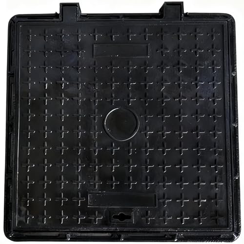 KLWQR Couvercle de Regard en Fonte Ductile et Cadre Intégré Carré Plaque Egout pour Fosse Septique Extérieure pour Égout Pluvial de Jardin(60x60 cm/24x24 in)