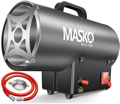 MASKO® Termoventilatore a Gas Riscaldatore 15 KW generatore d'Aria Calda con Tubo del Gas Antracite