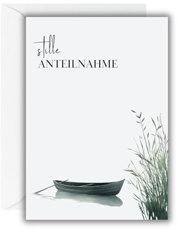 WBdesignz Trauerkarte „Stille Anteilnahme“ mit weißem Umschlag - Beileidskarte mit Boots Illustration - Kondolenzkarte für Anteilnahme, Seebestattung, Beerdigung, Trost & Erinnerung (DIN A6)