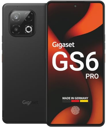 Gigaset GS6 Pro Smartphone, 256GB, 8GB RAM, 6,67-Zoll-OLED-Display, Black | Octa-Core 5G Prozessor, 64+8+2MP Triple-Kamera, 5300 mAh (typ.) Akku, wechselbar, Android 15, Made in Germany