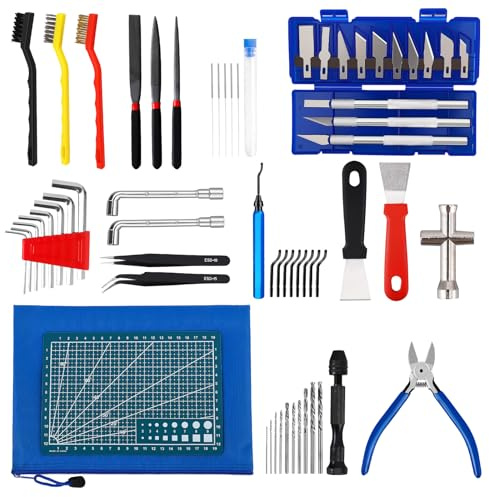 3D Drucker Zubehör 63 Stück Entgrater Werkzeug für 3D Drucke, Professionelles 3D Druck Werkzeug Set für Modellbau, Reinigungs, Polieren