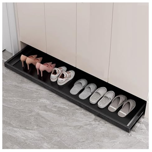 Generisch Ausziehbare Schuhschubladen, Bettkasten mit Auszugsschiene, Garderobenregal, Schwarz, 66 x 31 cm – Maximieren Sie den Platz und schaffen Sie Ordnung in Ihrem Zuhause