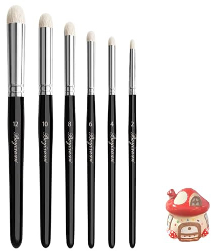 6 pièces Ensemble de pinceaux secs, pinceaux Drybrush professionnels pour la modélisation et la peinture, pinceaux en laine avec manche en bois et virole en métal pour acrylique, aquarelle, huile