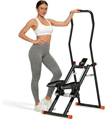 2026 Stair Stepper Home Fitness, Faltbares Treppensteiger mit 3 Stufen Widerstand, 110kg Tragkraft & Verstellbaren Lenker/Pedale, Ganzkörper-Workout Vertical Climber mit LCD-Display für Zuhause/Büro