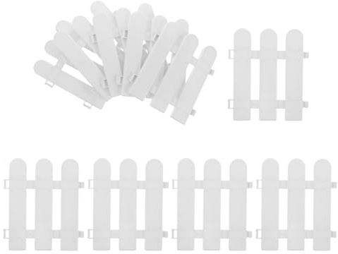 Generico Recinzione in Plastica Bianca per Giardino, 10 Pezzi, 20 X 17 CM, Steccato Decorativo per Aiuole e Recinzione per Albero di Natale
