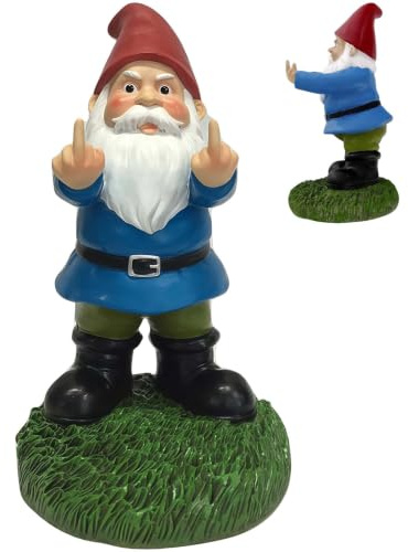 APLOS Gartenzwerg,Gartenzwerg Lustig Aus Harz, Freche Mittelfinger-Zwerge aus Harz, Outdoor-Skulptur Deko für Rasen, Terrasse & Balkon, Lustige Gartenfiguren & Einweihungs-Gartengeschenk